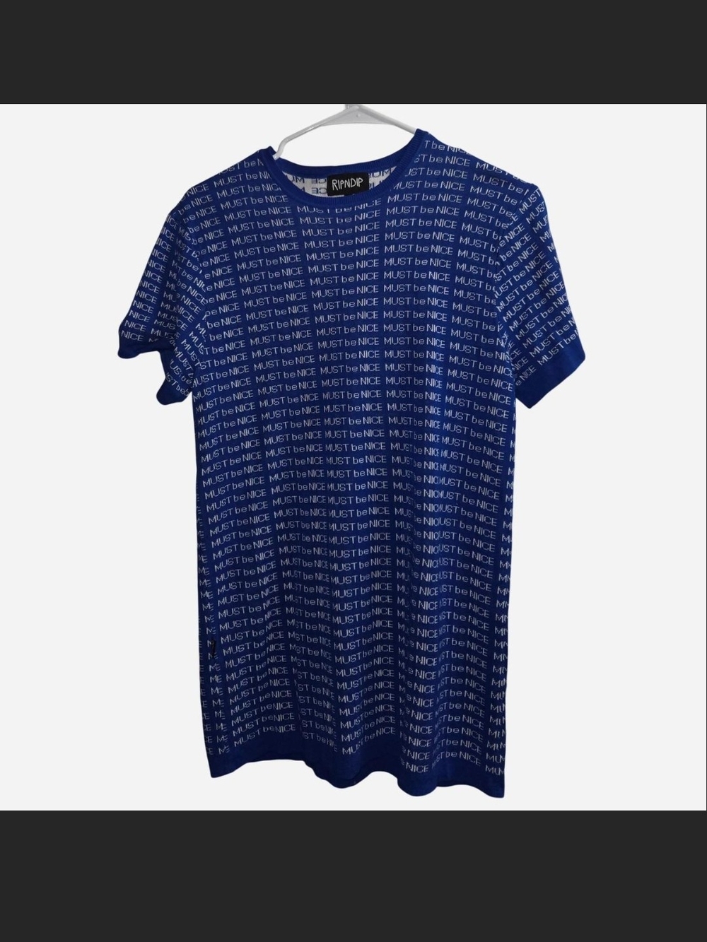 Ripndip Navy All-Over "Be Nice" Repeat Logo Tee